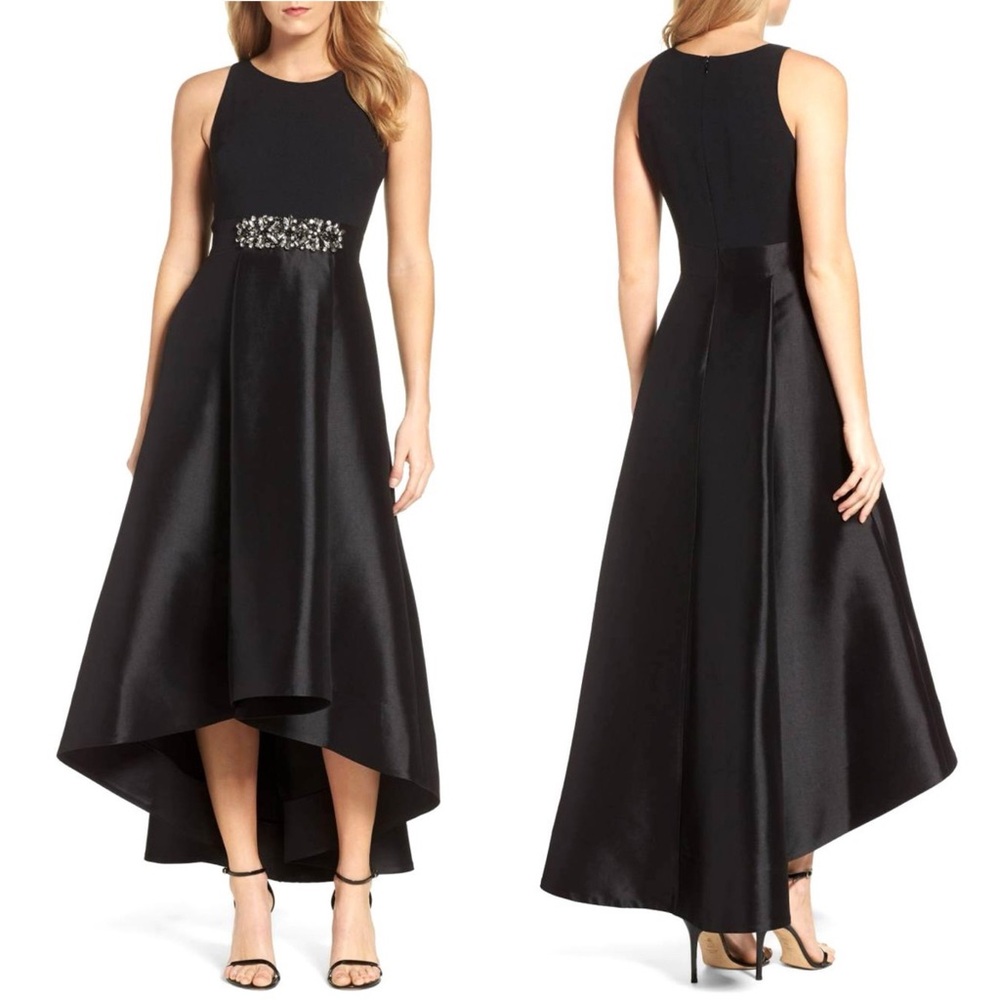Eliza J Crystal Waist Embellishment Sleeveless High Low Dress